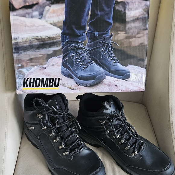 NEW Mens Khombu 1127721 Summit Black Leather K Guard Hiking Boots. Size 13. - Picture 1 of 13